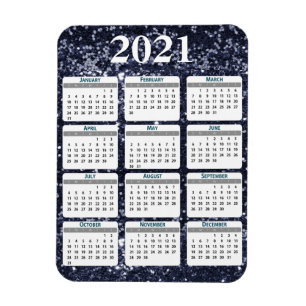 2021 Full Year Chunky Glitter Sparkle Calendar Magnet