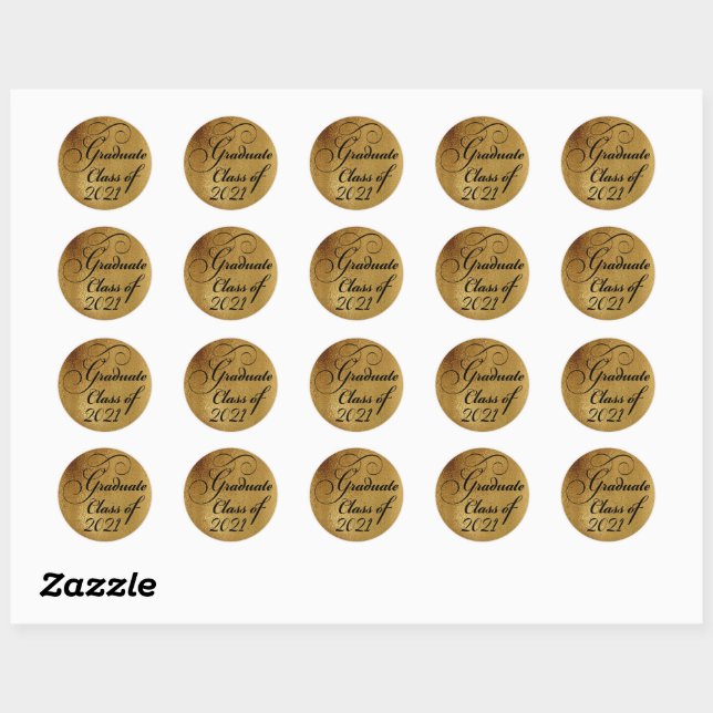 2021 Graduate Gold Graduation Party Thank You Classic Round Sticker (Sheet)