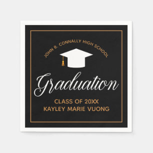 2021 Graduation Black Gold Custom School Monogram Napkin