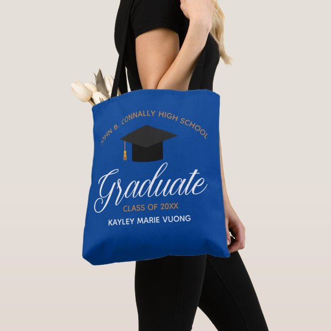 2021 Graduation Blue Custom High School Name Tote Bag (Close Up)