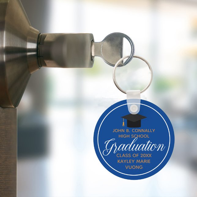 2021 Graduation Blue Gold Custom School Monogram Key Ring (Creator Uploaded)