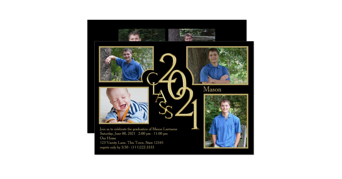 2021 Graduation Class of Quad Photo Invitation | Zazzle.co.uk