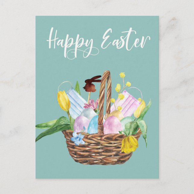 2021 Happy Easter Covid Basket  Quarantine Postcard (Front)