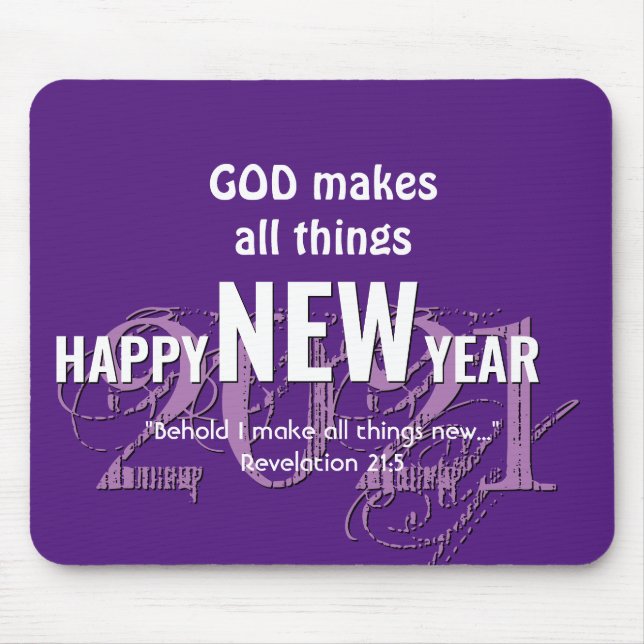 2021 | HAPPY NEW YEAR | Christian | PURPLE Mouse Mat (Front)