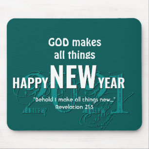 2021   HAPPY NEW YEAR   Christian Scripture   TEAL Mouse Mat