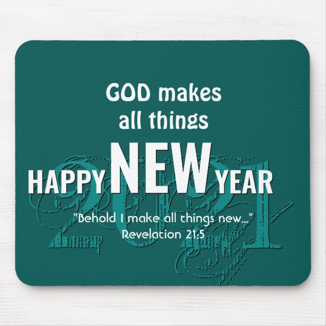 2021 | HAPPY NEW YEAR | Christian Scripture | TEAL Mouse Mat (Front)