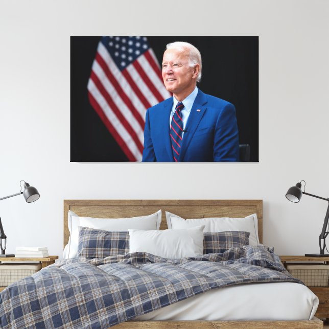 2021 Joe Biden US President Portrait Canvas Print (Insitu(Bedroom))