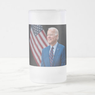 2021 Joe Biden US President Portrait Frosted Glass Beer Mug