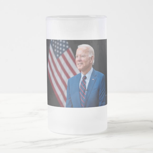 2021 Joe Biden US President Portrait Frosted Glass Beer Mug (Center)
