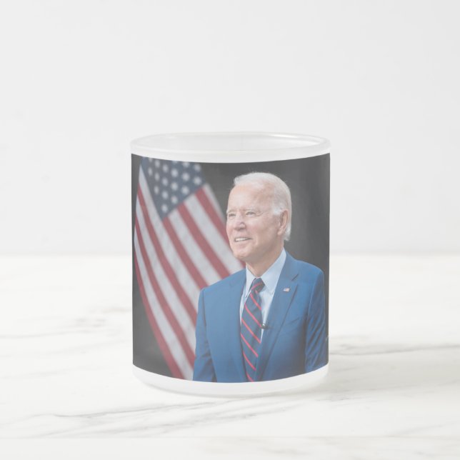 2021 Joe Biden US President Portrait Frosted Glass Coffee Mug (Center)