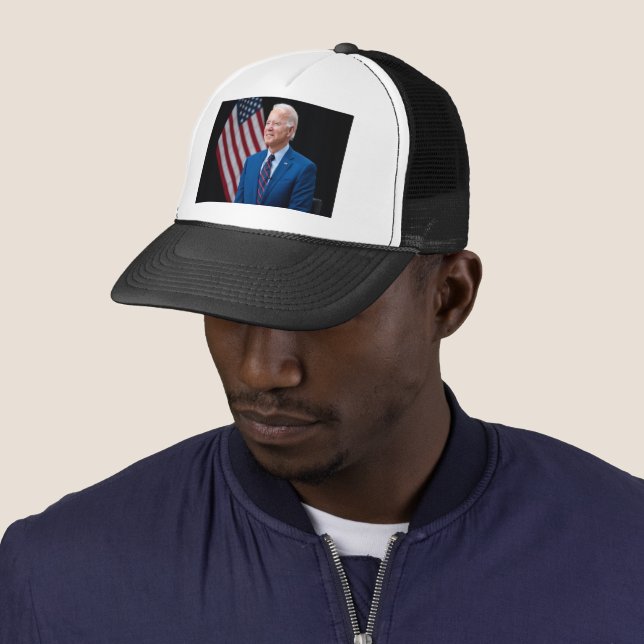 2021 Joe Biden US President Portrait Trucker Hat (In Situ)