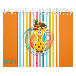 2021 Kids Calendar Giraffe Pigs, Cows, Horse, Fox