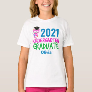 2021 Kindergarten Graduation Cute Pink Owl T-Shirt