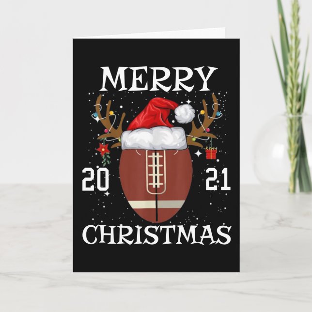 2021 Merry Christmas Lights Football Party Pajama Card (Front)