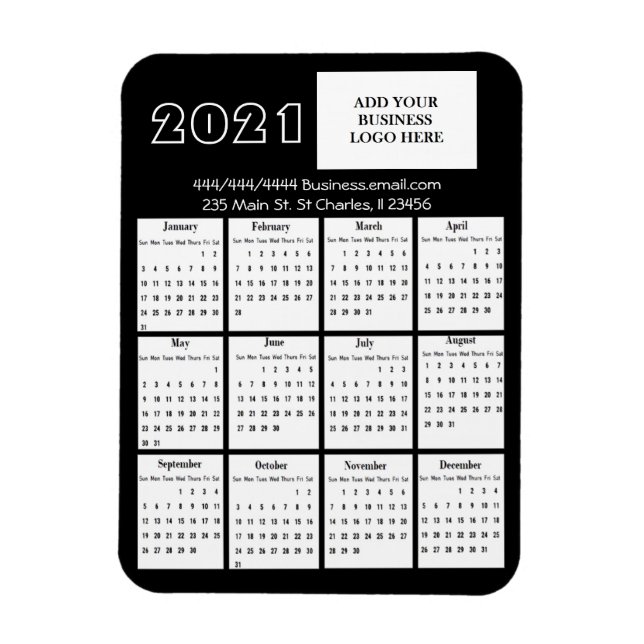 2021 Mini Calendar Refrigerator Business Logo Magnet (Vertical)