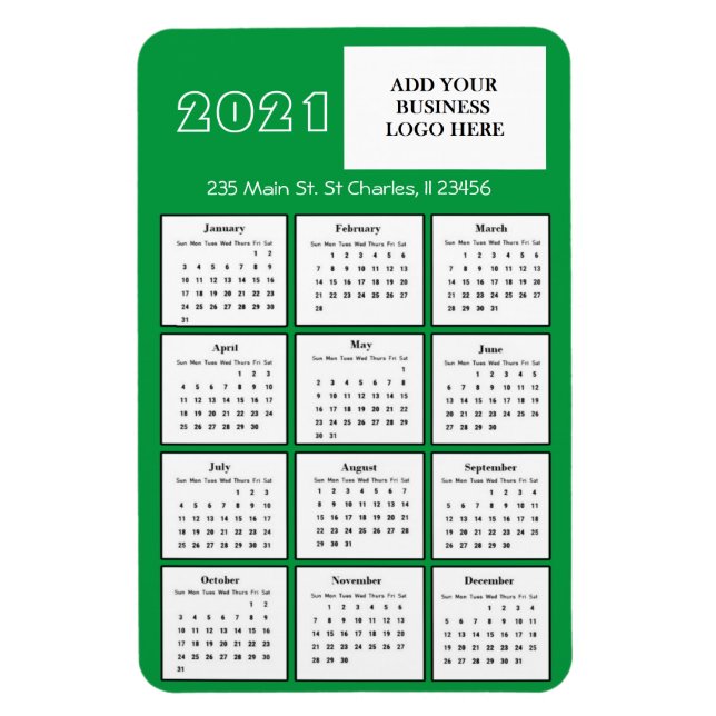 2021 Mini Calendar Refrigerator Business Logo Magnet (Vertical)