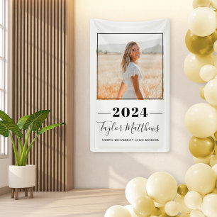 2021 Minimalist Black Custom Photo Graduation Banner