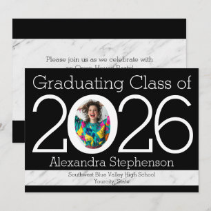 2021 Modern Numeral Frame Photo Graduation Invitation