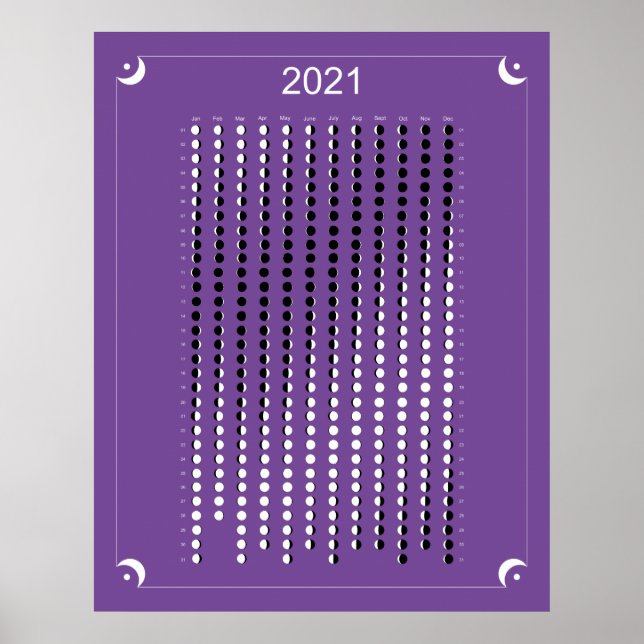 2021 - Moon Calendar Purple Poster (Front)