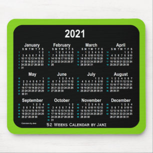 2021 Neon 52 Weeks Calendar by Janz Yellow Green Mouse Mat