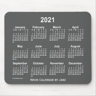 2021 Neon Charcoal Calendar by Janz Mouse Mat