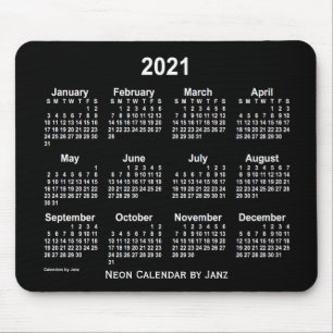 2021 Neon White Calendar by Janz Mouse Mat
