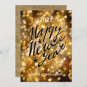 2021 NEW YEAR Corporate Business Festive Gold Holiday Card