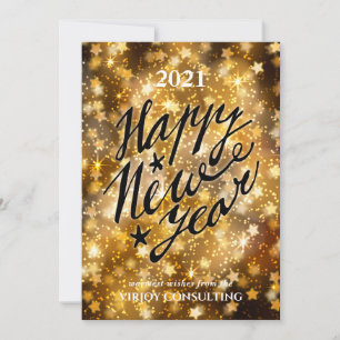 2021 NEW YEAR   Corporate Business Festive Gold Holiday Card