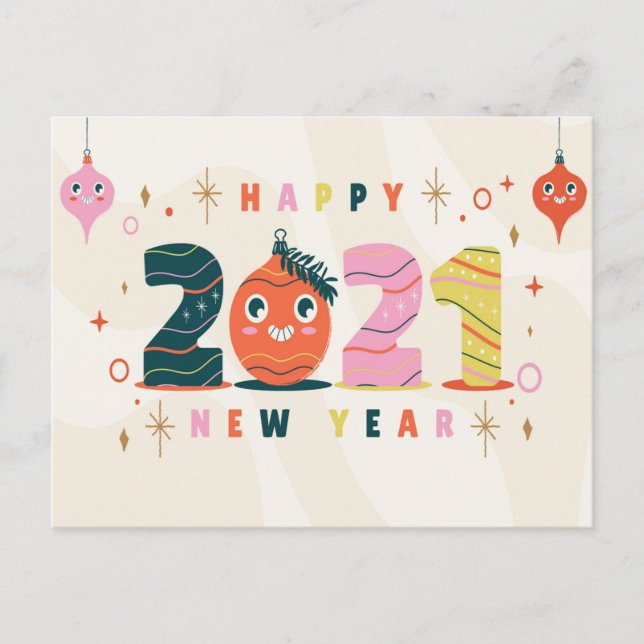 2021 NEW YEAR ILLUSTRATION DESIGN HOLIDAY POSTCARD (Front)