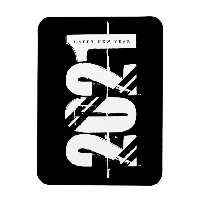 2021 New Years Black and White Simple Magnet (Vertical)