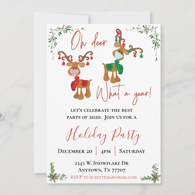2021 Oh Deer What a Year Holiday Party  Invitation (Front)