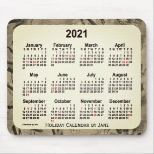 2021 Orange Sepia Holiday Art Calendar by Janz Mouse Mat
