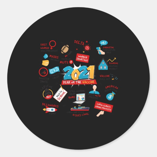 2021 Pandemic Vaccines Commemorative Christmas T S Classic Round Sticker (Front)