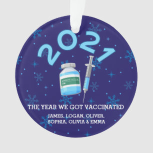 2021 Personalised Family Names Vaccine Christmas Ornament