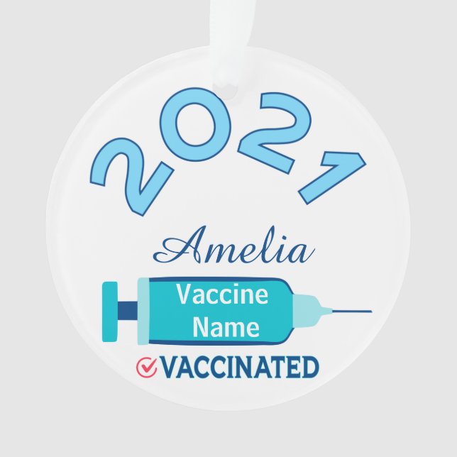 2021 Personalised Name Vaccine Christmas Ornament (Front)