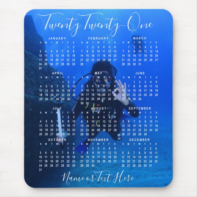 2021 Photo Calendar Chic Script Mouse Mat (Front)