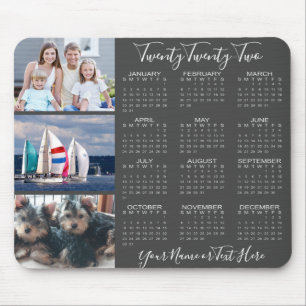 2021 Photo Calendar Stylish Script Grey Mouse Mat