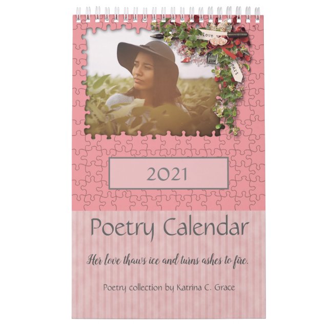 2021 Pink Flower Themed Photo Poetry Calendar (Cover)