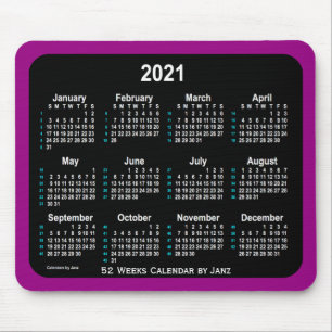 2021 Purple Neon 52 Weeks Calendar by Janz Mouse Mat