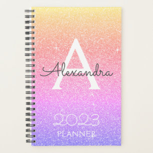 2021 Rainbow Pastel Glitter Sparkle Monogram Planner