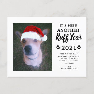 2021 Ruff Year Funny Dog Photo Personalised Holiday Postcard