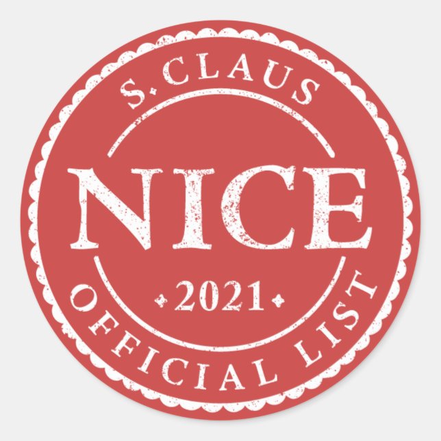2021 Santa Nice List Holiday Christmas Sticker (Front)