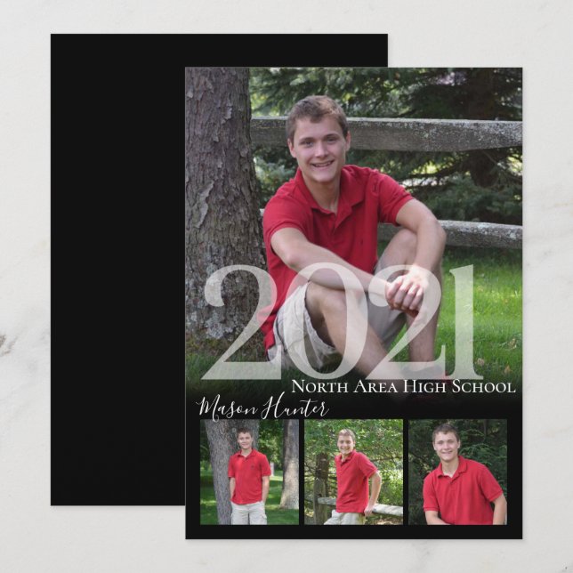 2021 Senior Memories Quad Photo Graduation Invitation (Front/Back)
