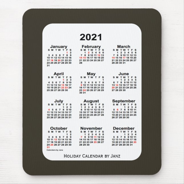 2021 Sepia Blue Holiday Calendar by Janz Mouse Mat (Front)