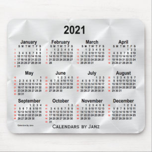 2021 Silver Satin 52 Weeks Calendar by Janz Mouse Mat