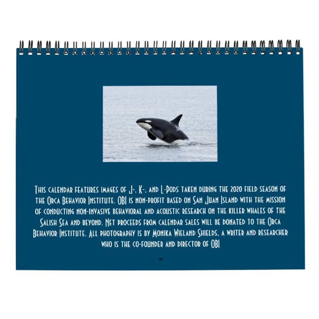 2021 Southern Resident Killer Whale Calendar (Back)