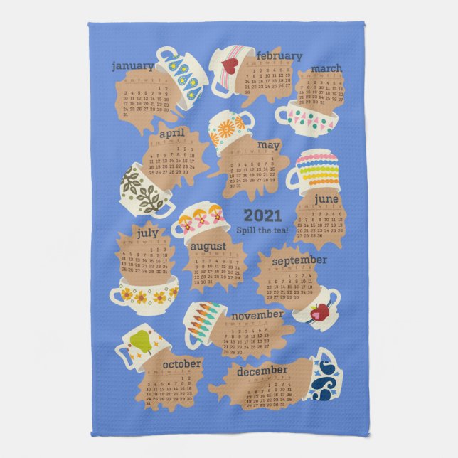 2021 Spill the Tea Calendar Kitchen Towel (Vertical)