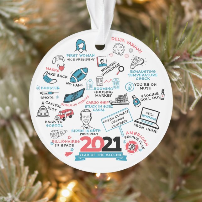 2021 Vaccine Year Christmas Holiday Commemorative Ornament (Tree)