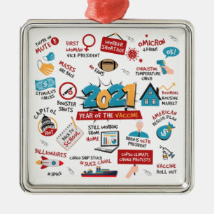 2021 Vaccine Year Events Holiday Christmas Tree Metal Tree Decoration