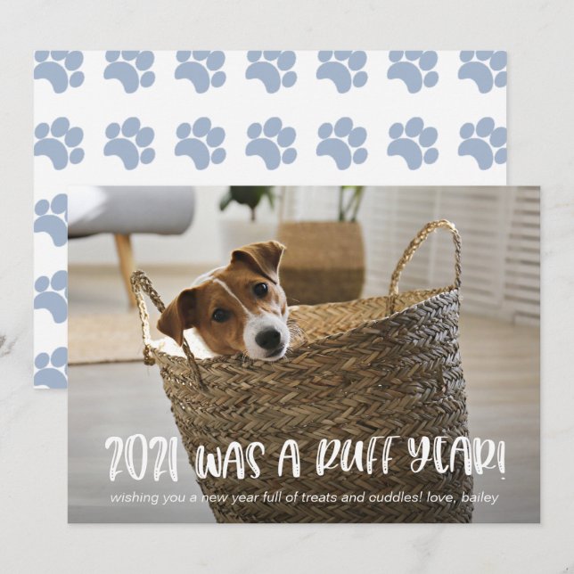 2021 Was a Ruff Year from the Dog Photo Holiday Card (Front/Back)